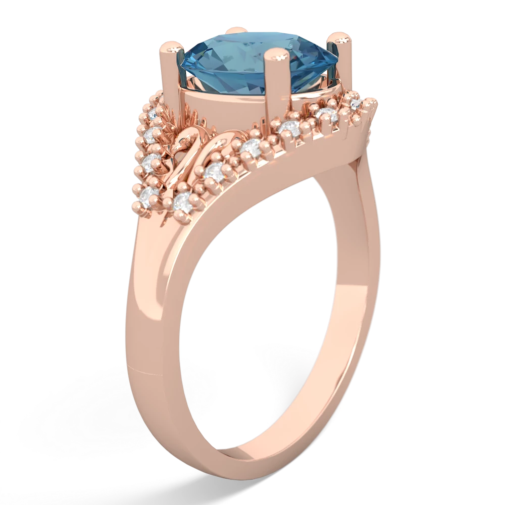 Blue Topaz Antique Style Cocktail 14K Rose Gold ring R2564