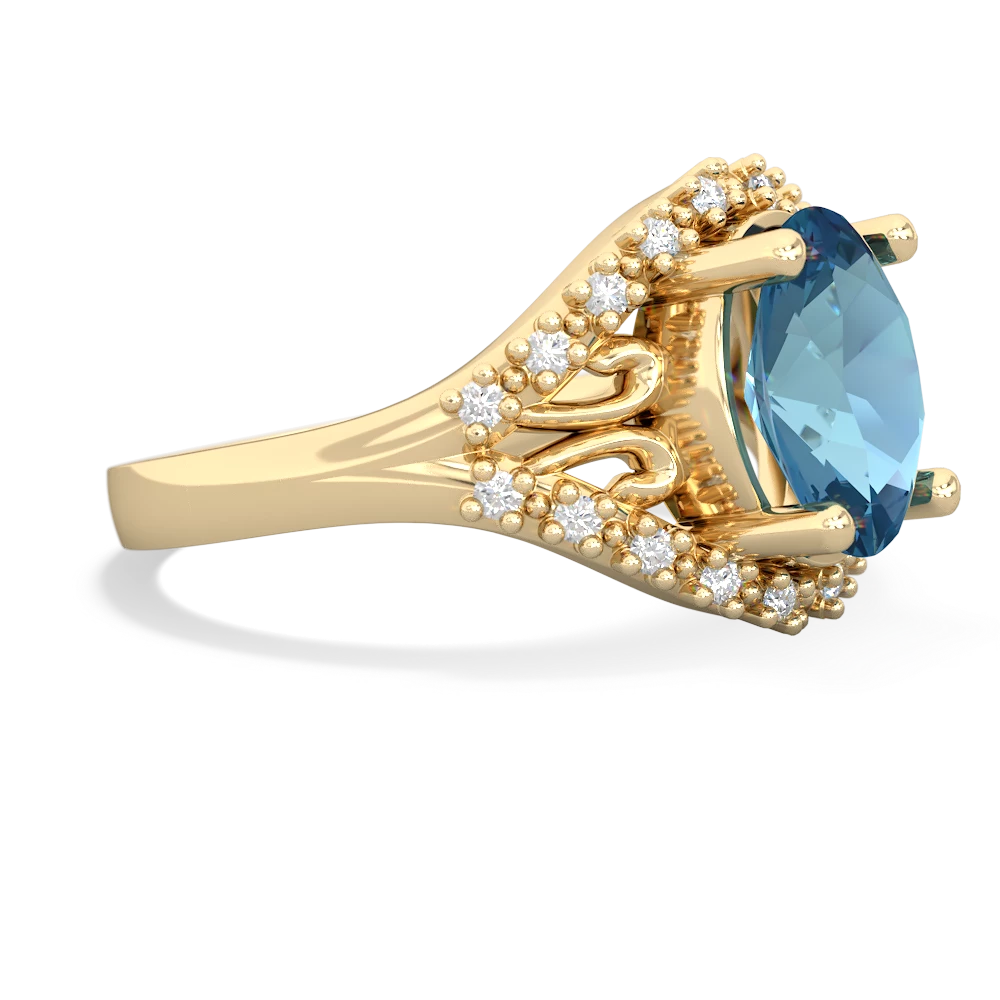 Blue Topaz Antique Style Cocktail 14K Yellow Gold ring R2564