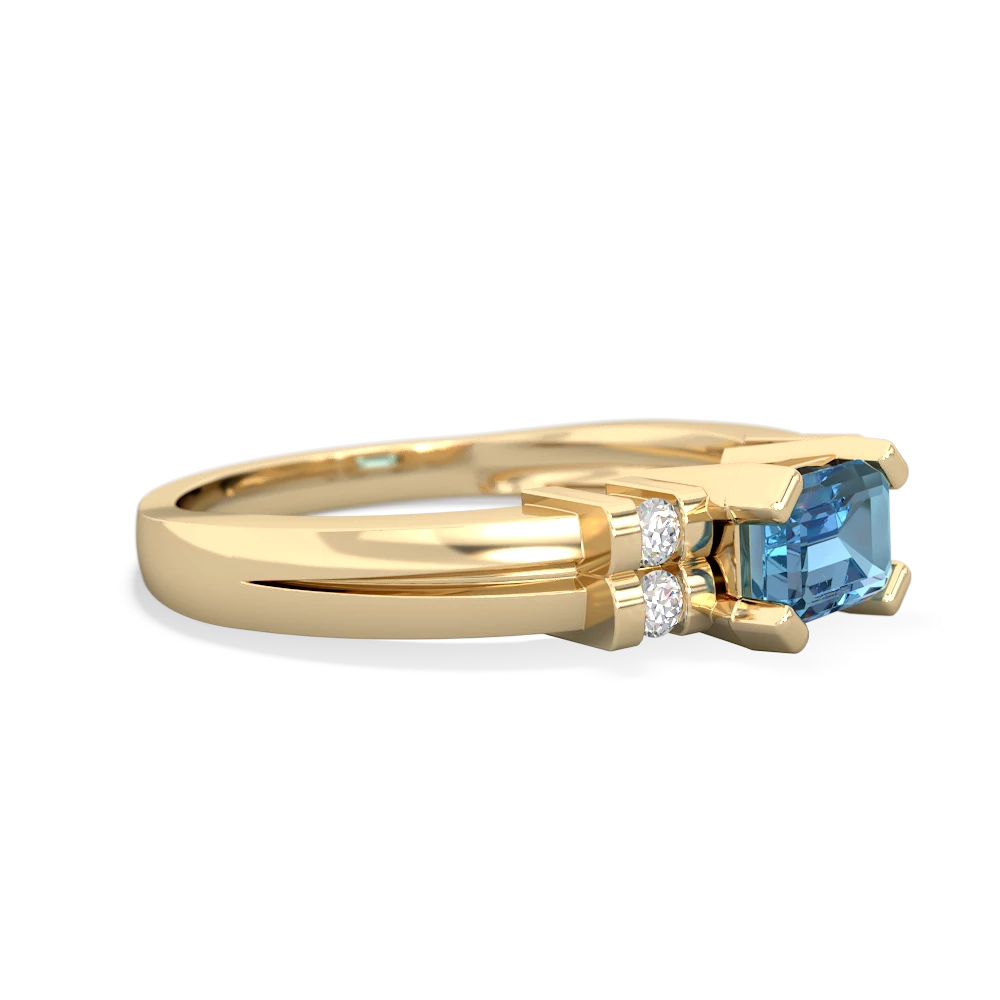 Blue Topaz Art Deco East-West 14K Yellow Gold ring R2590