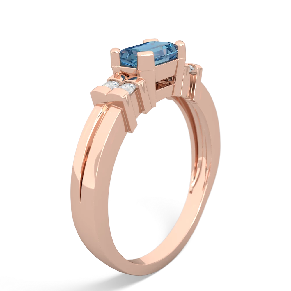 Blue Topaz Art Deco East-West 14K Rose Gold ring R2590