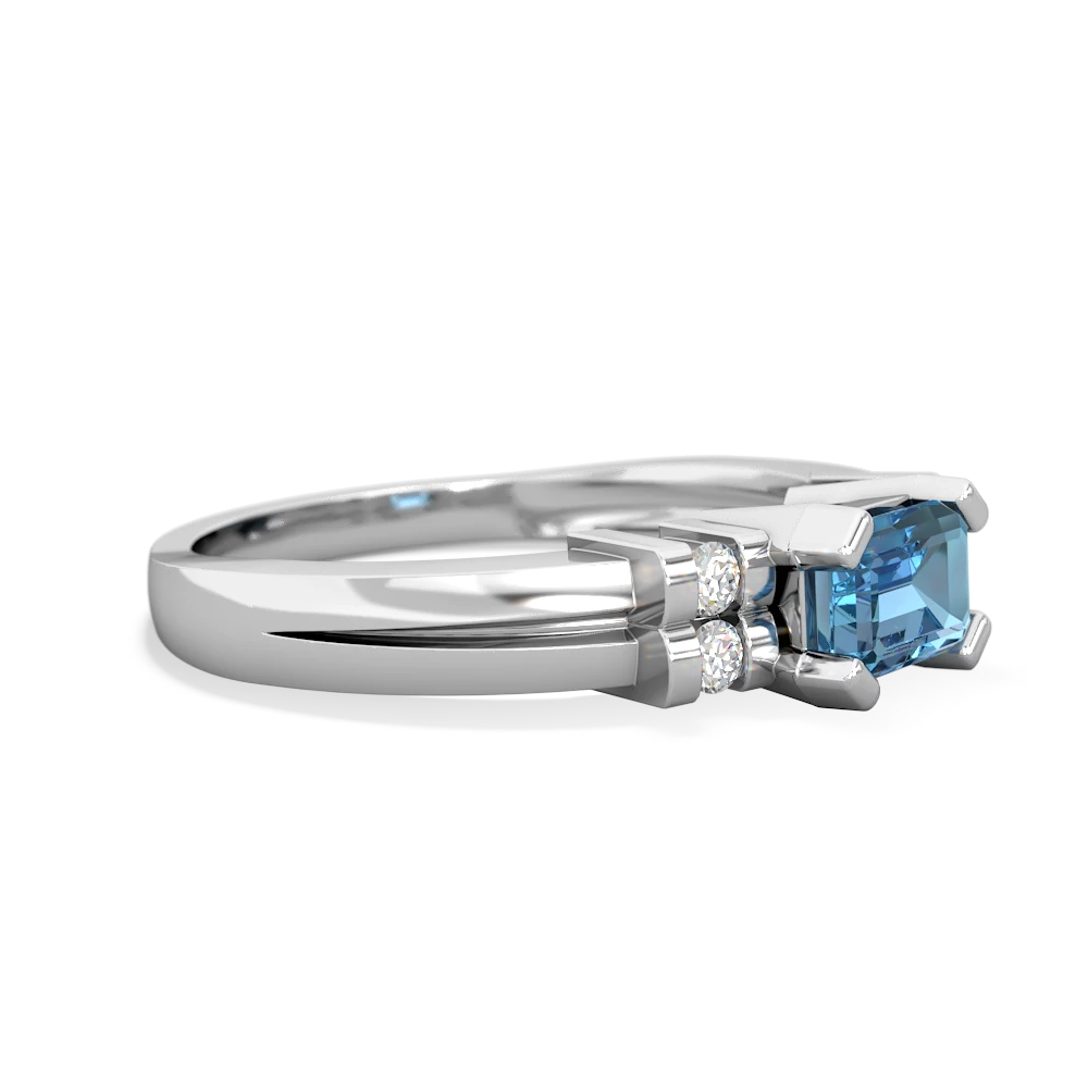 Blue Topaz Art Deco East-West 14K White Gold ring R2590