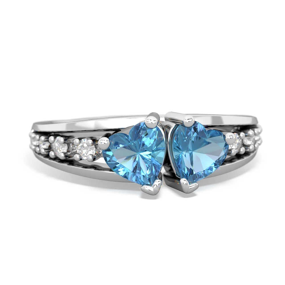 Blue Topaz Heart To Heart 14K White Gold ring R3342