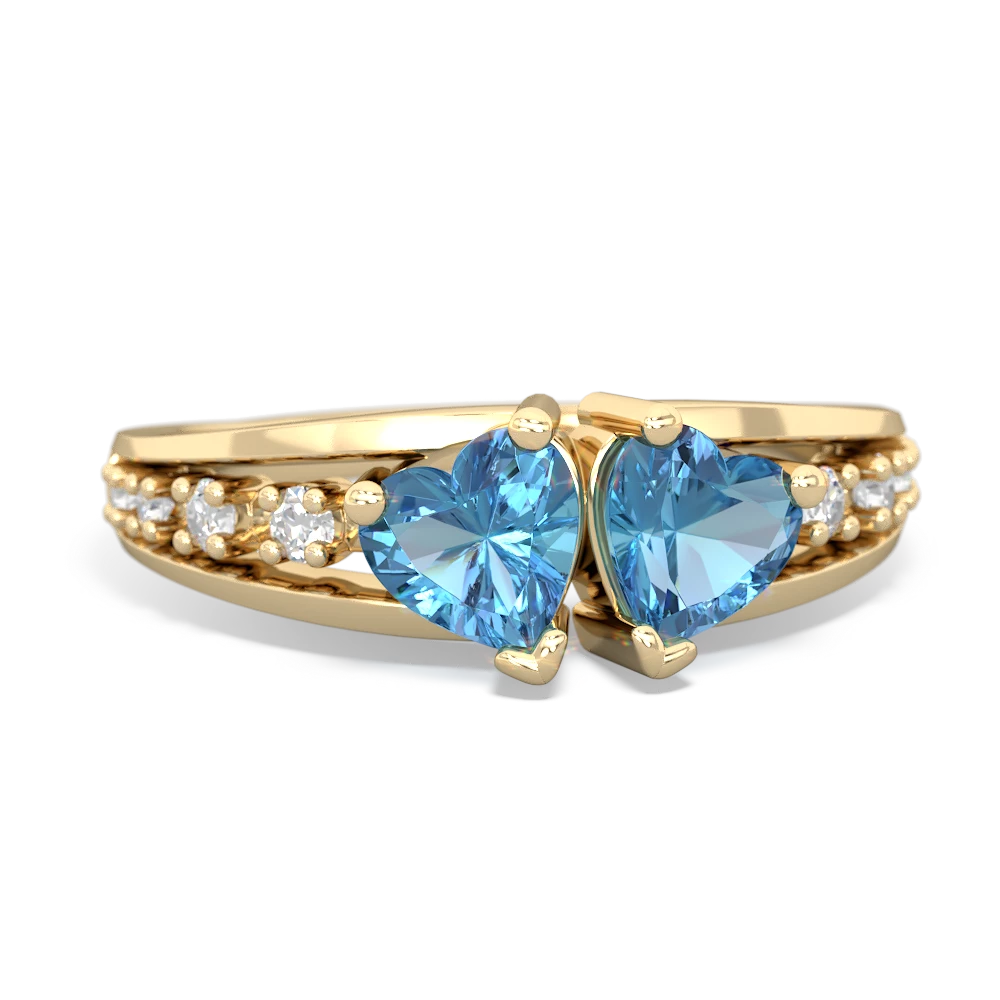 Blue Topaz Heart To Heart 14K Yellow Gold ring R3342