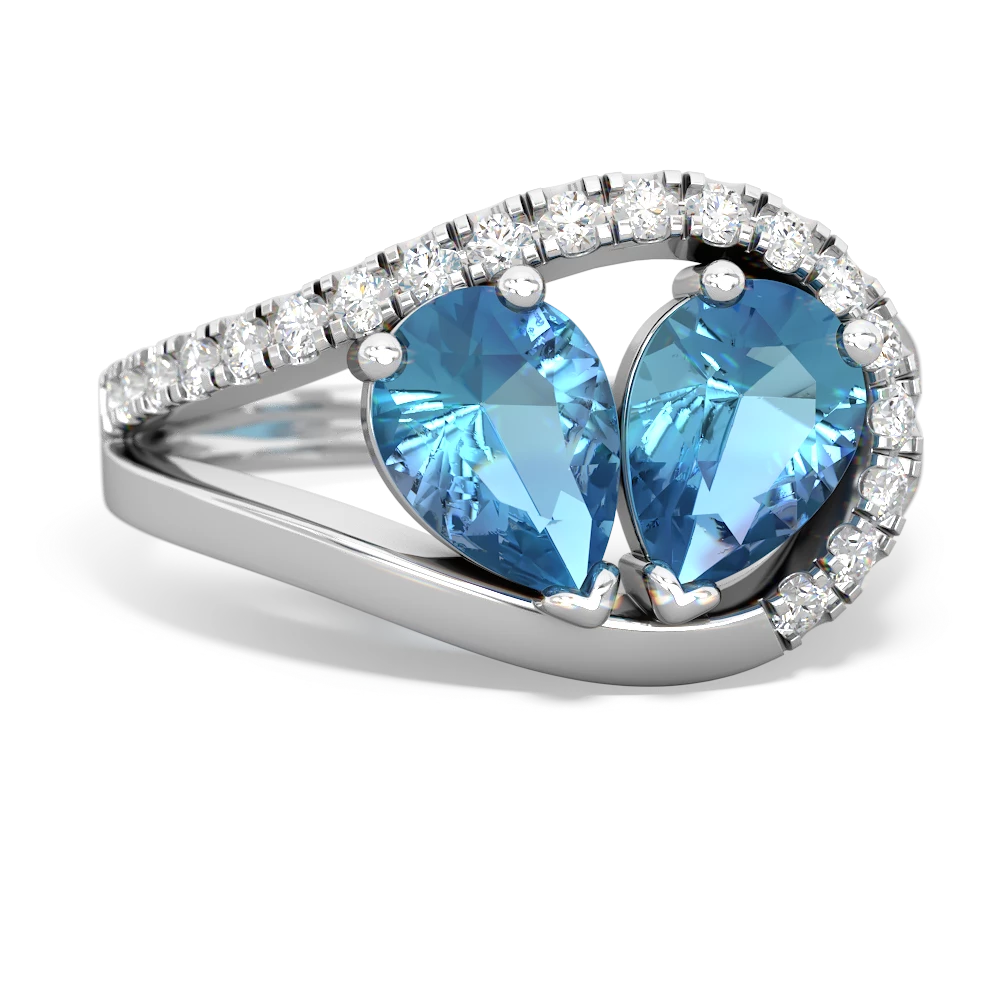 Blue Topaz Nestled Heart Keepsake 14K White Gold ring R5650