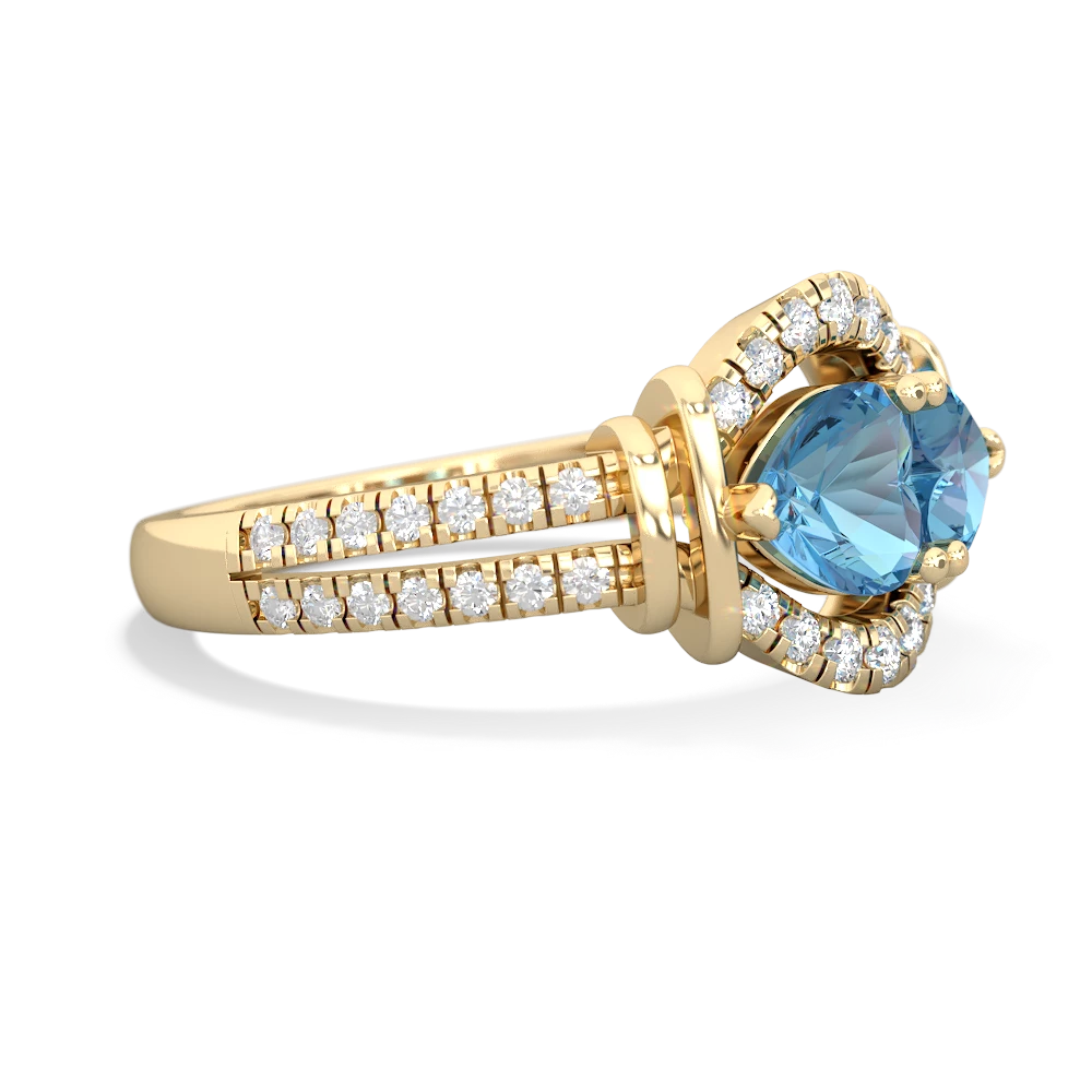 Blue Topaz Art-Deco Keepsake 14K Yellow Gold ring R5630