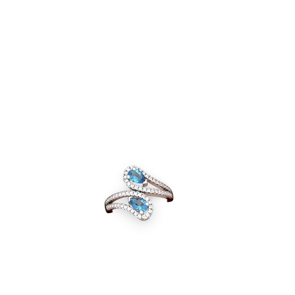 Blue Topaz Diamond Dazzler 14K White Gold ring R3000