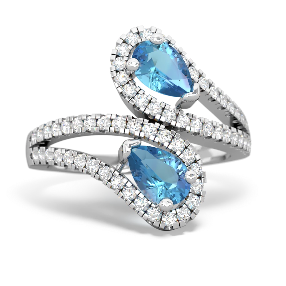 Blue Topaz Diamond Dazzler 14K White Gold ring R3000