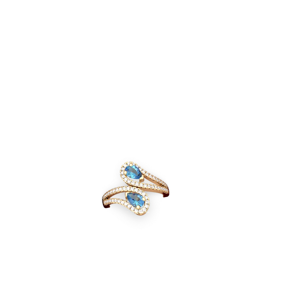 Blue Topaz Diamond Dazzler 14K Yellow Gold ring R3000