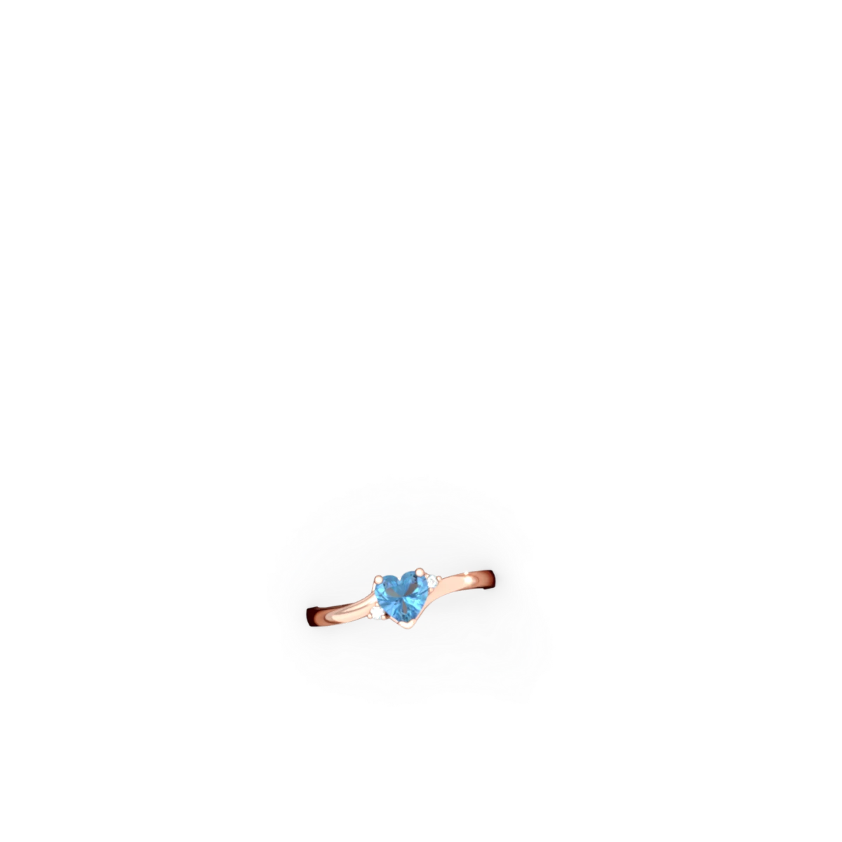Blue Topaz Delicate Heart 14K Rose Gold ring R0203