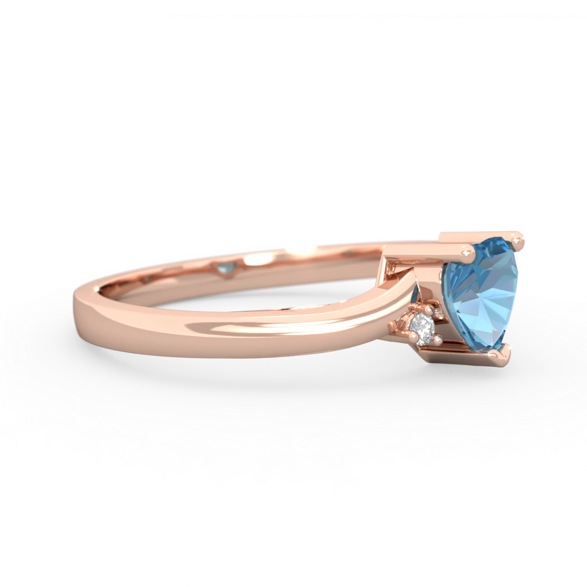 Blue Topaz Delicate Heart 14K Rose Gold ring R0203