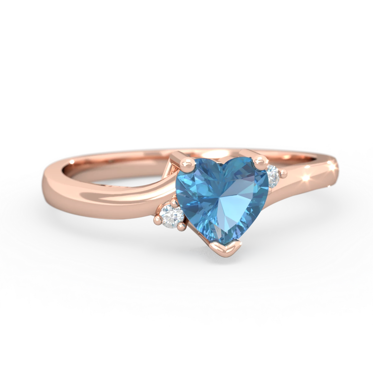 Blue Topaz Delicate Heart 14K Rose Gold ring R0203