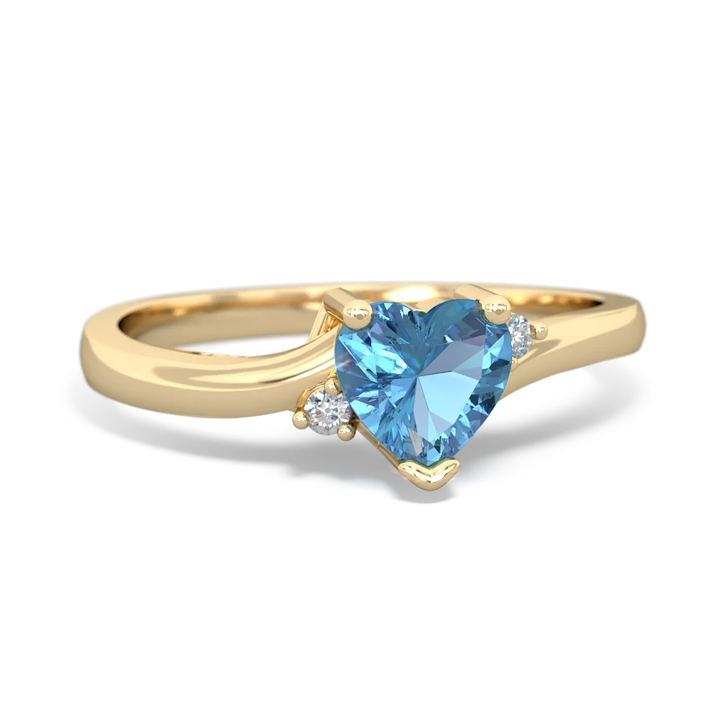 Blue Topaz Delicate Heart 14K Yellow Gold ring R0203