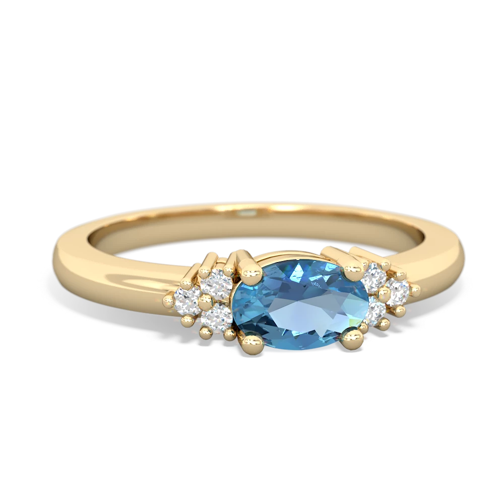 Blue Topaz Simply Elegant East-West 14K Yellow Gold ring R2480