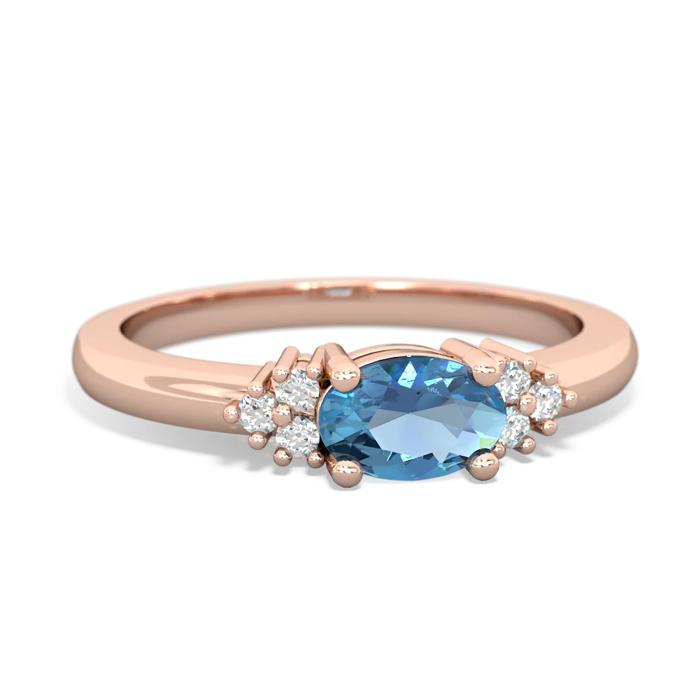 Blue Topaz Simply Elegant East-West 14K Rose Gold ring R2480