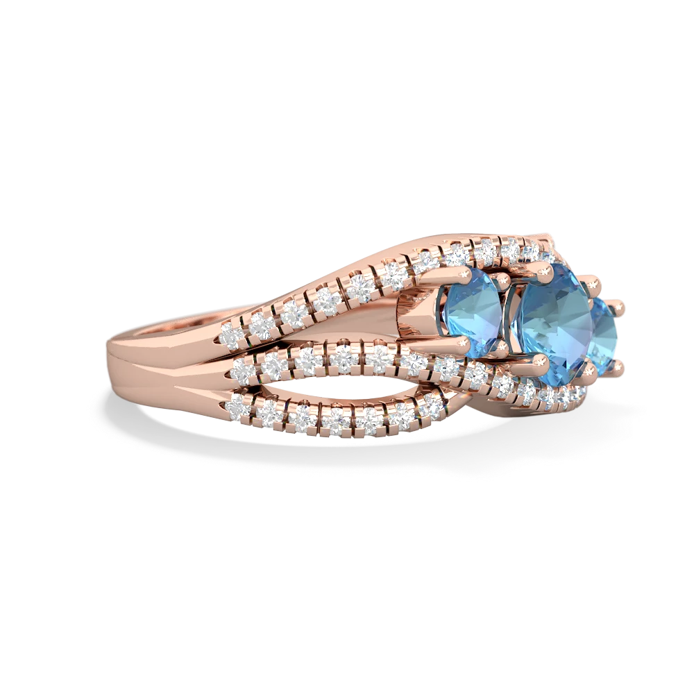 Blue Topaz Three Stone Aurora 14K Rose Gold ring R3080