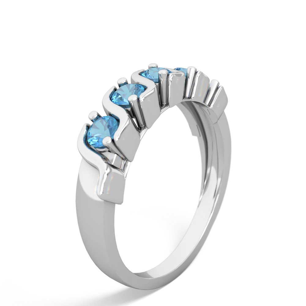 Blue Topaz Anniversary Band ring 14K White Gold JewelsForMe