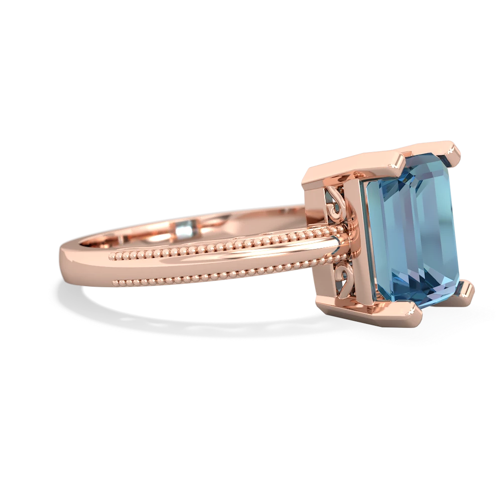 Blue Topaz Milgrain Scroll 14K Rose Gold ring R2338