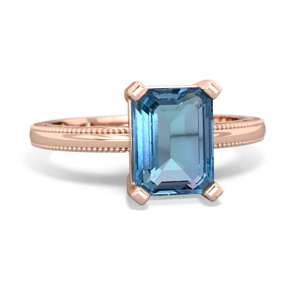 Blue Topaz Milgrain Scroll 14K Rose Gold ring R2338