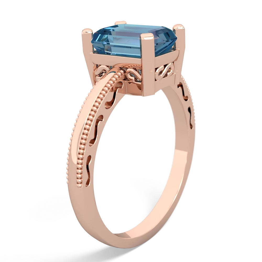 Blue Topaz Milgrain Scroll 14K Rose Gold ring R2338