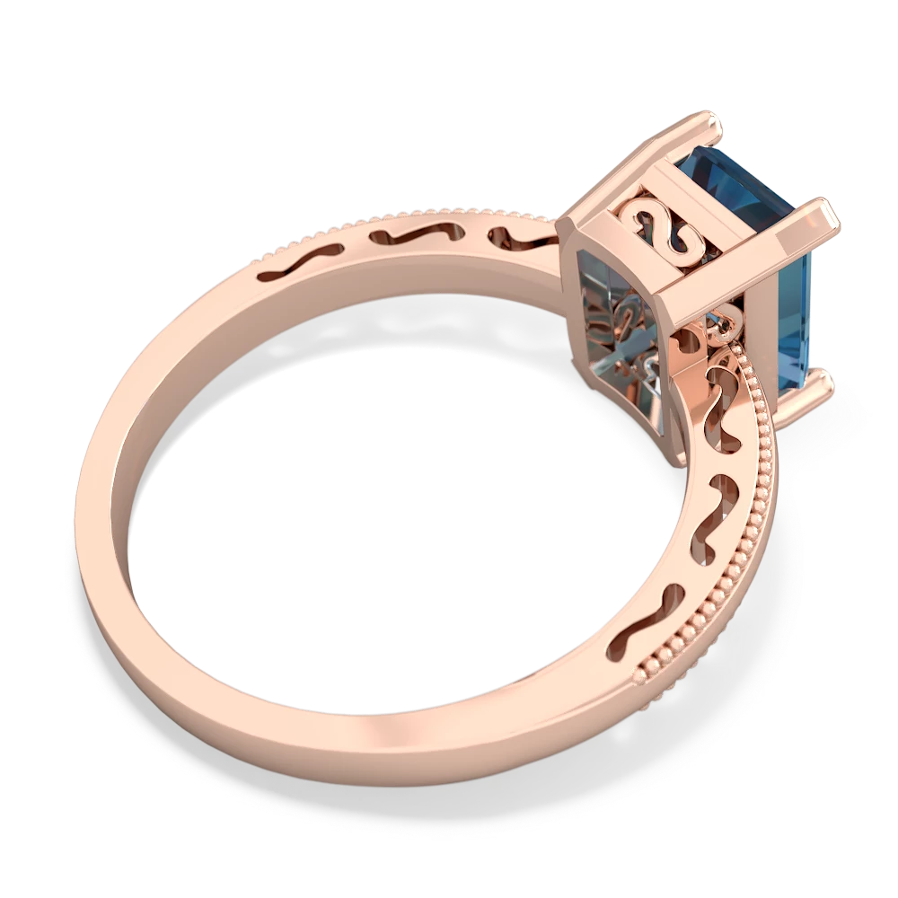 Blue Topaz Milgrain Scroll 14K Rose Gold ring R2338