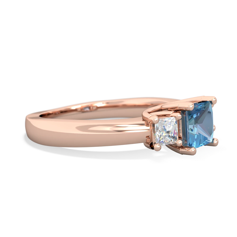 Blue Topaz Three Stone Trellis 14K Rose Gold ring R4015