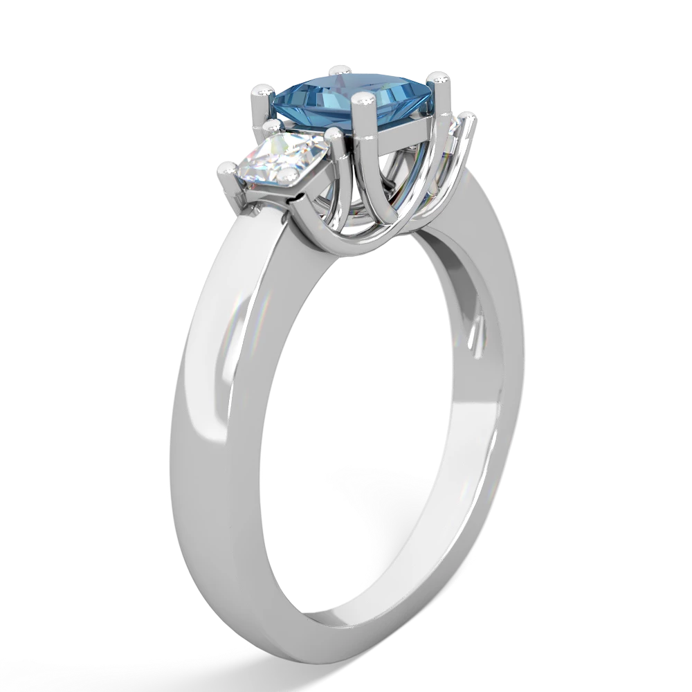 Blue Topaz Three Stone Trellis 14K White Gold ring R4015