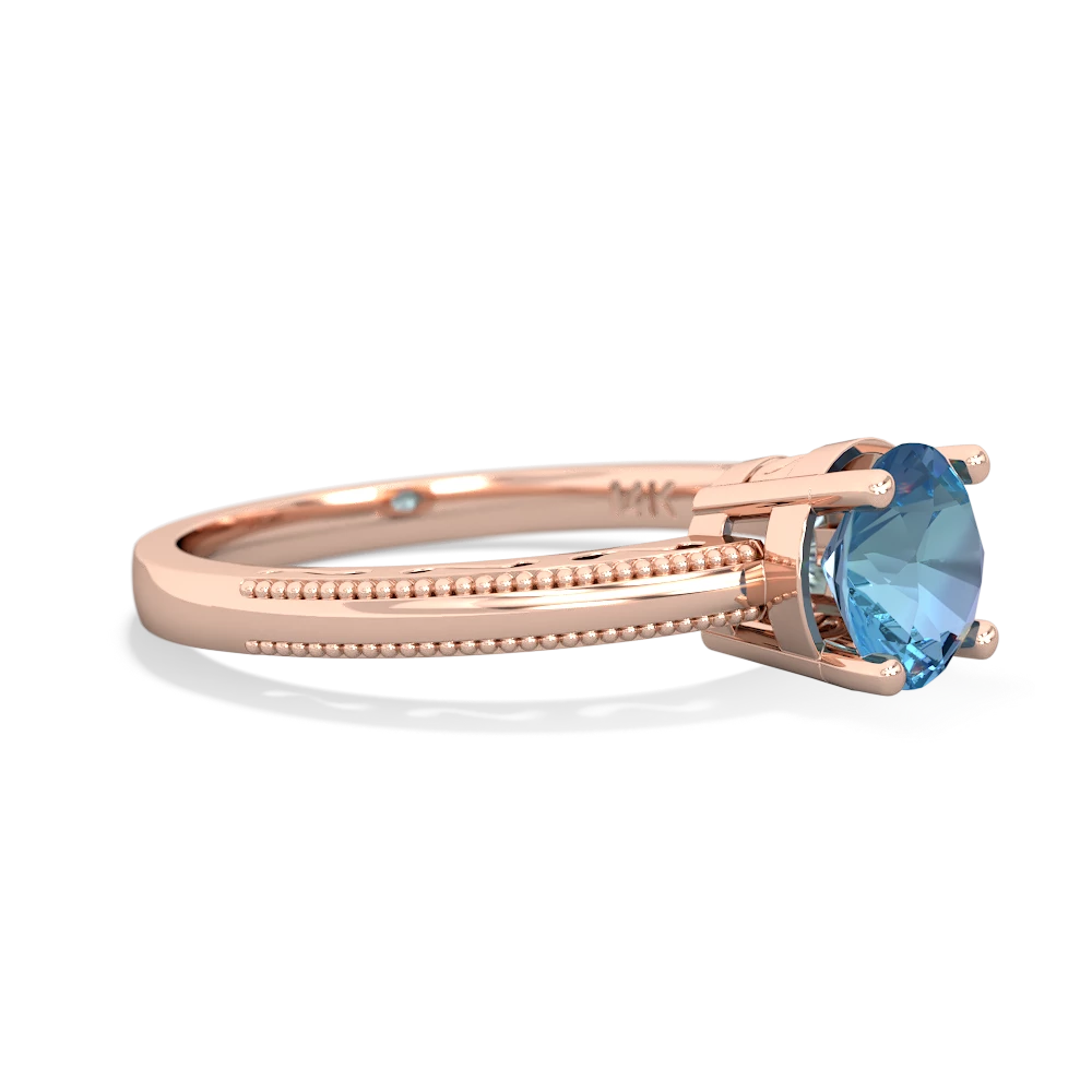 Blue Topaz Milgrain Filigree 14K Rose Gold ring R5090