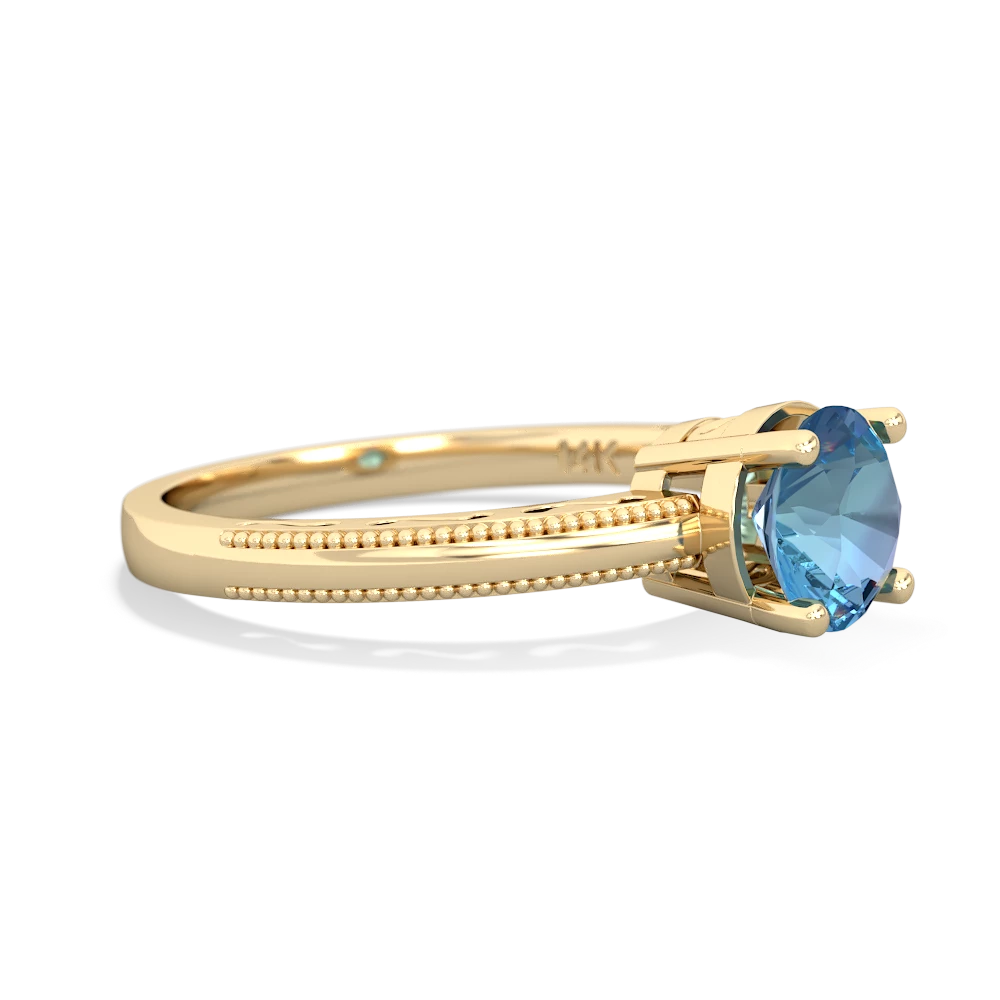 Blue Topaz Milgrain Filigree 14K Yellow Gold ring R5090