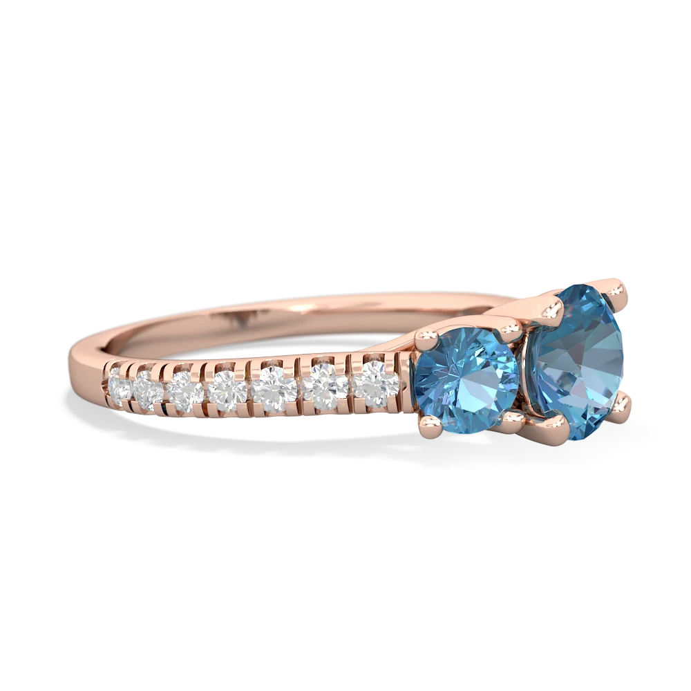 Blue Topaz Pave Trellis 14K Rose Gold ring R5500