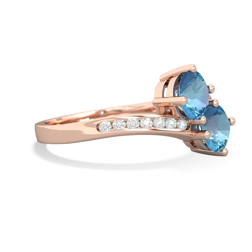 Blue Topaz Channel Set Two Stone 14K Rose Gold ring R5303