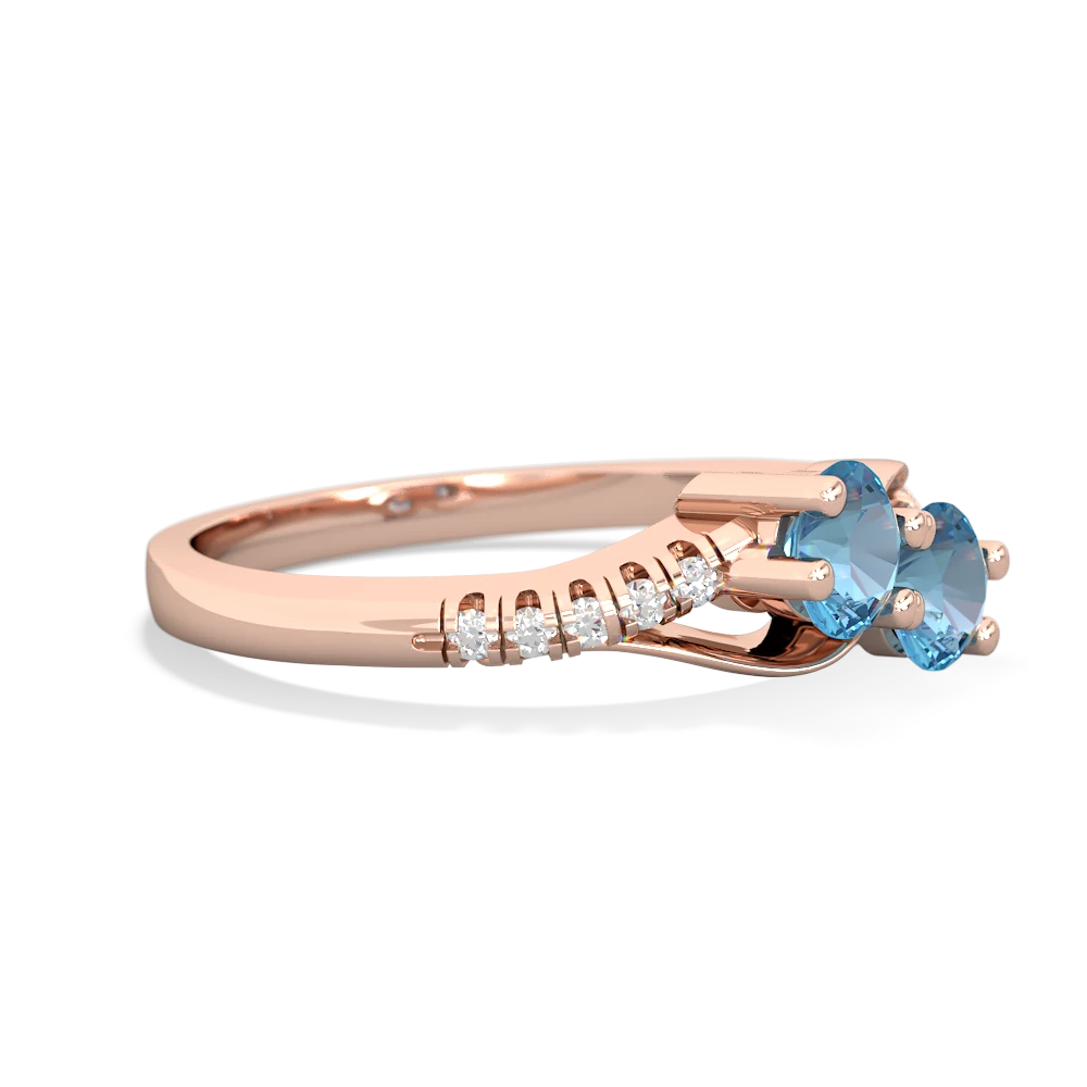 Blue Topaz Infinity Pave Two Stone 14K Rose Gold ring R5285