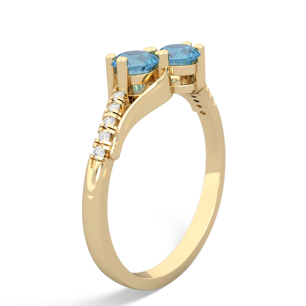 Blue Topaz Infinity Pave Two Stone 14K Yellow Gold ring R5285