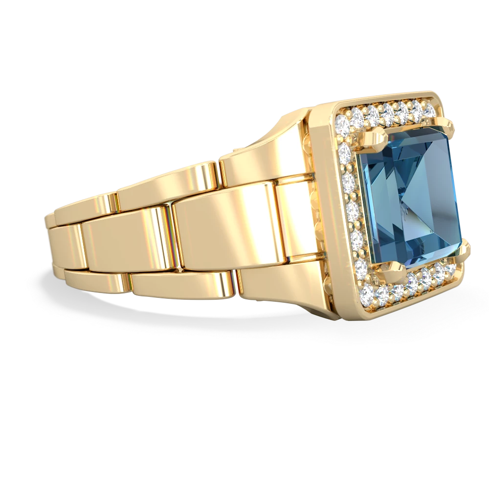 Blue Topaz Men's Watch 14K Yellow Gold ring R0510