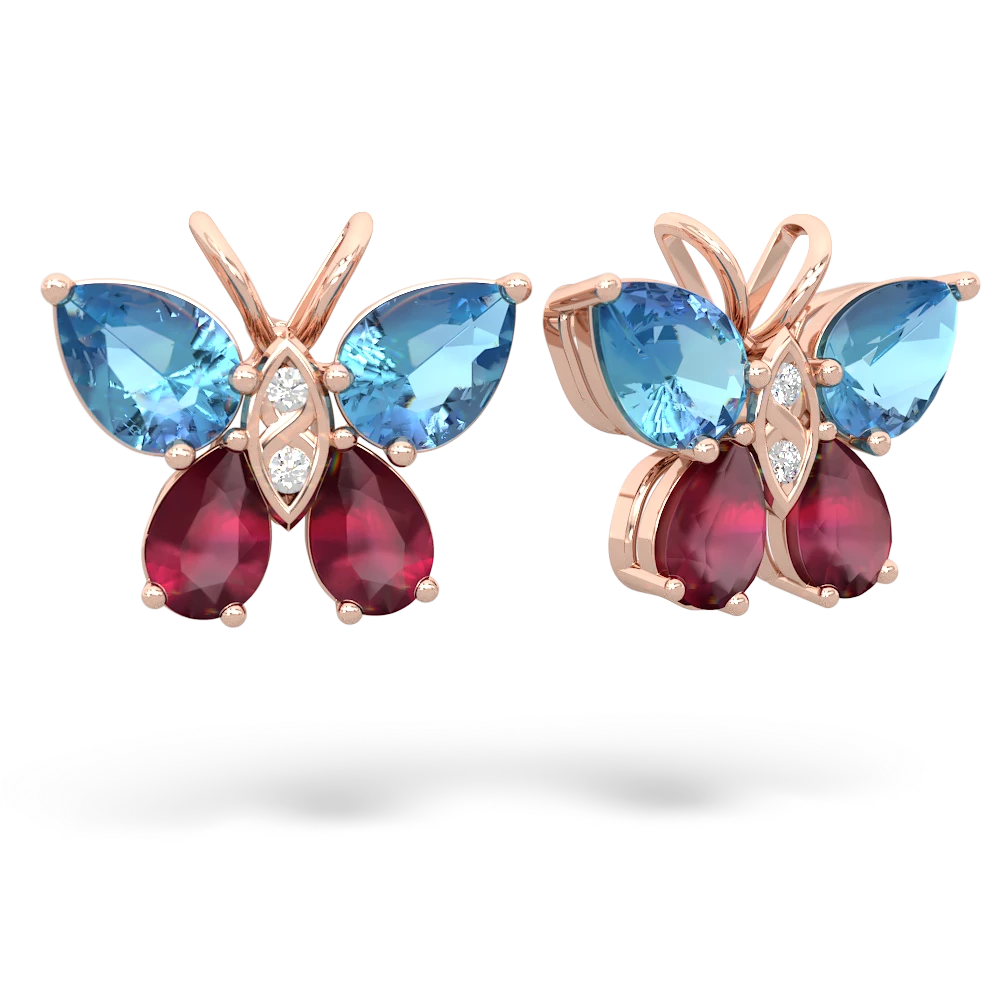 Blue Topaz Butterfly 14K Rose Gold earrings E2215