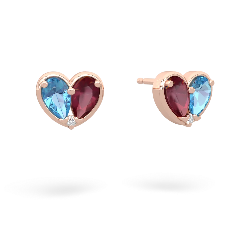 Blue Topaz 'Our Heart' 14K Rose Gold earrings E5072