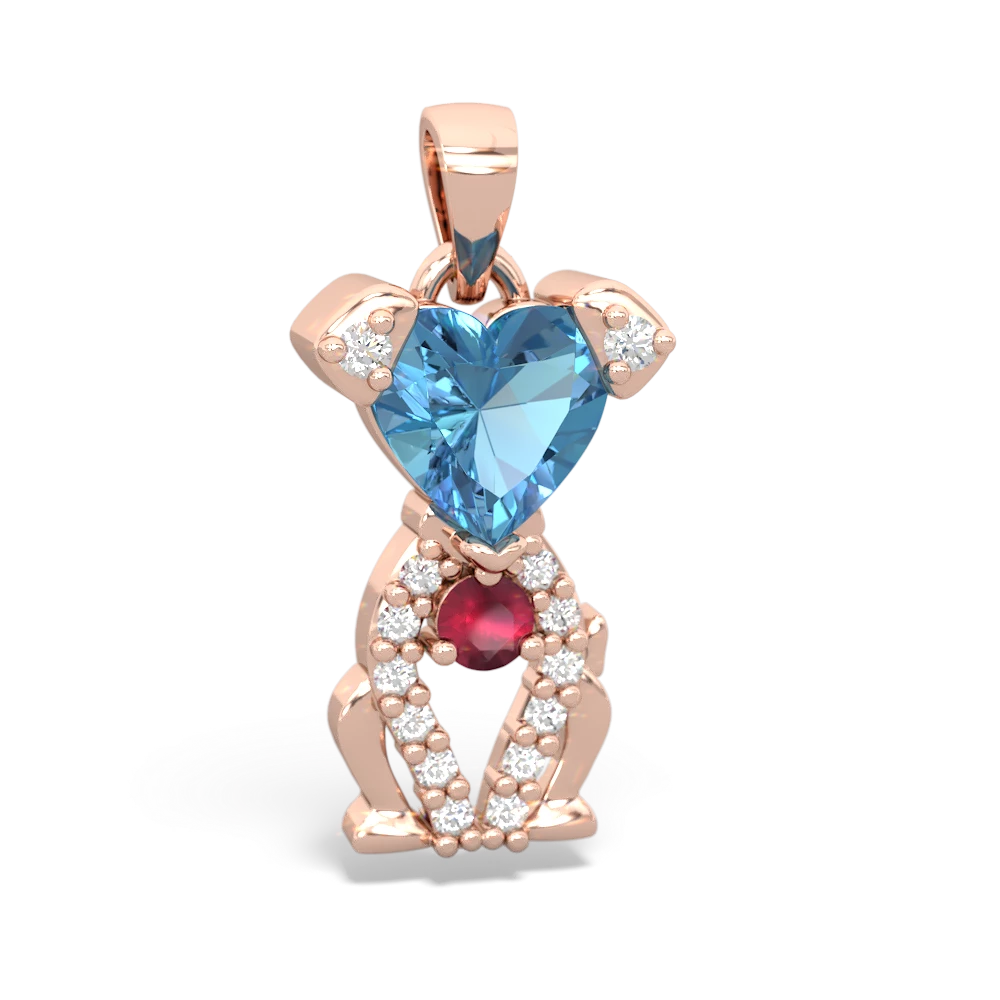 Blue Topaz Puppy Love 14K Rose Gold pendant P5800