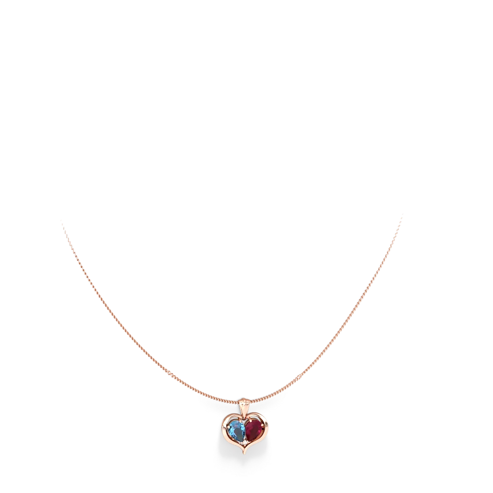 Blue Topaz Two Become One 14K Rose Gold pendant P5330