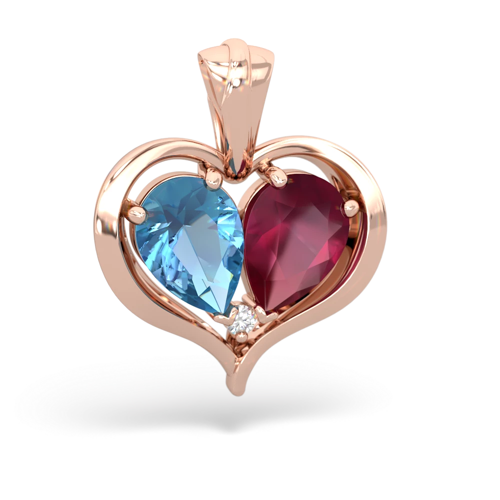 Blue Topaz Two Become One 14K Rose Gold pendant P5330