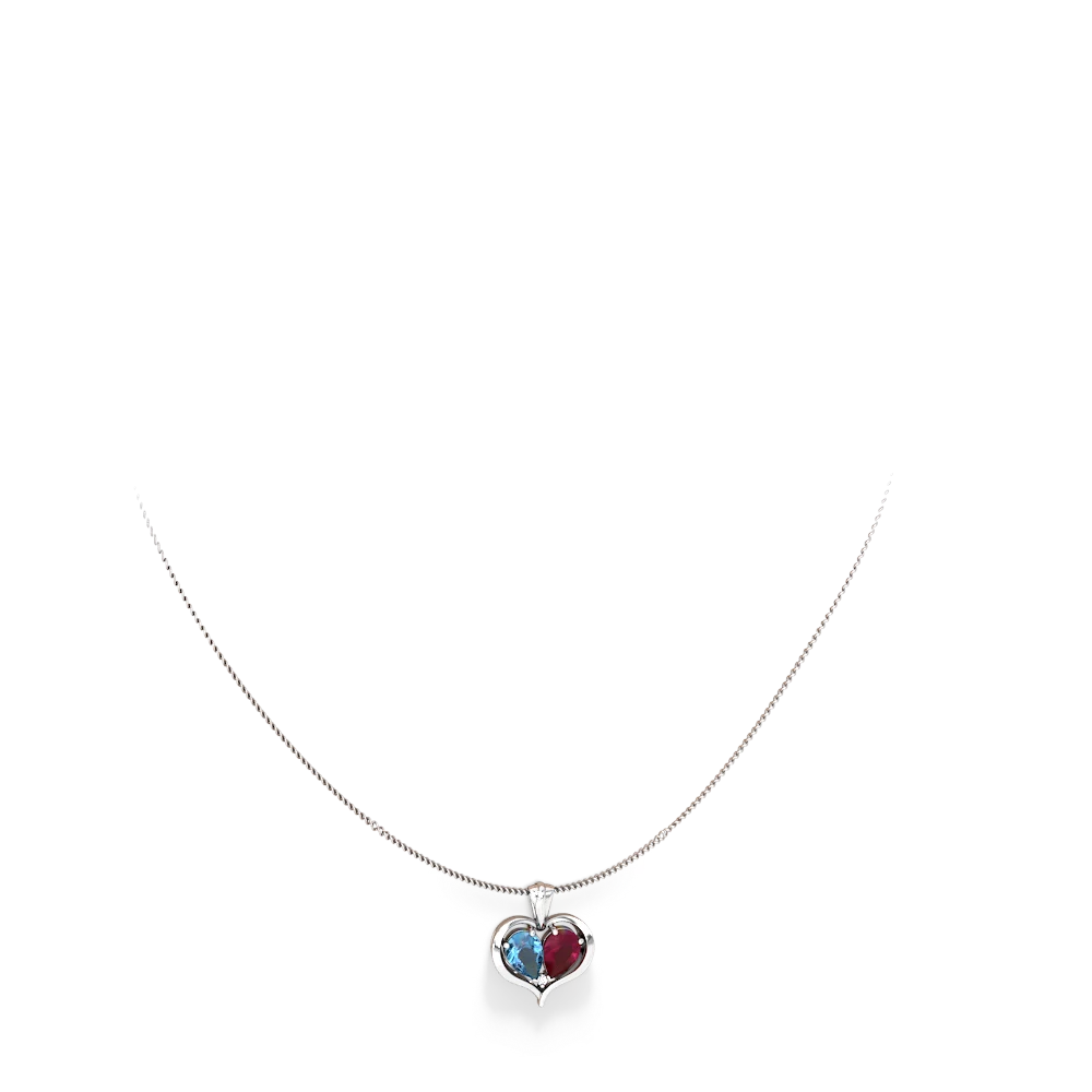 Blue Topaz Two Become One 14K White Gold pendant P5330