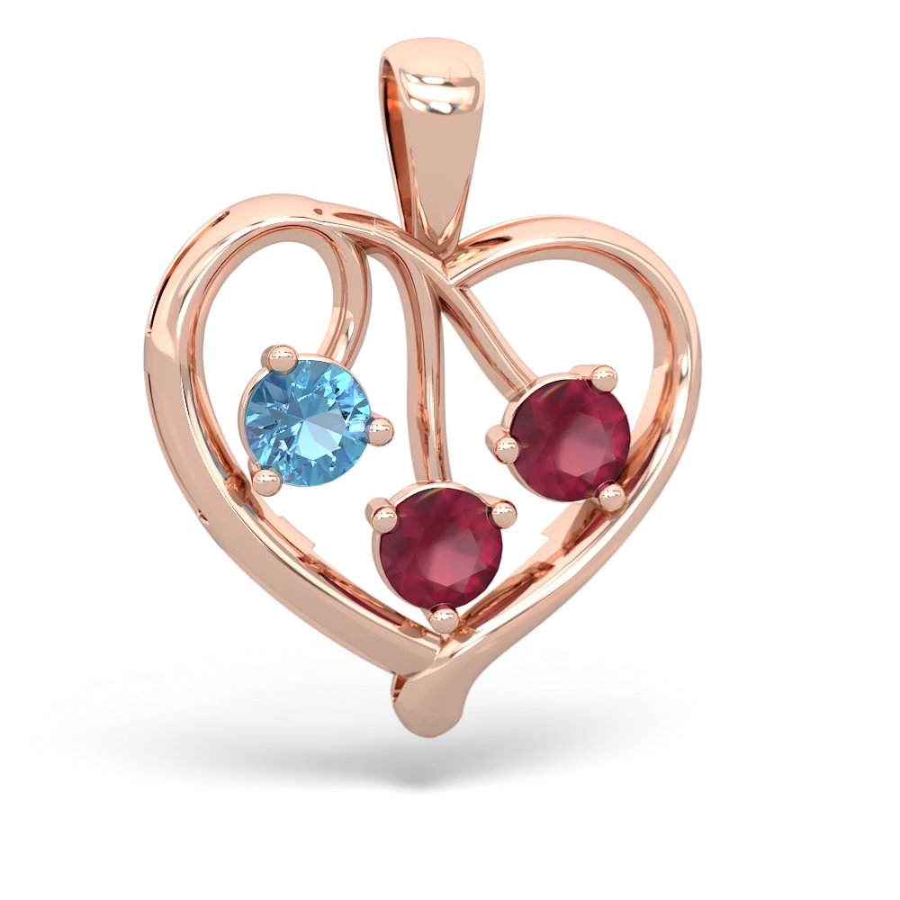 Blue Topaz Glowing Heart 14K Rose Gold pendant P2233