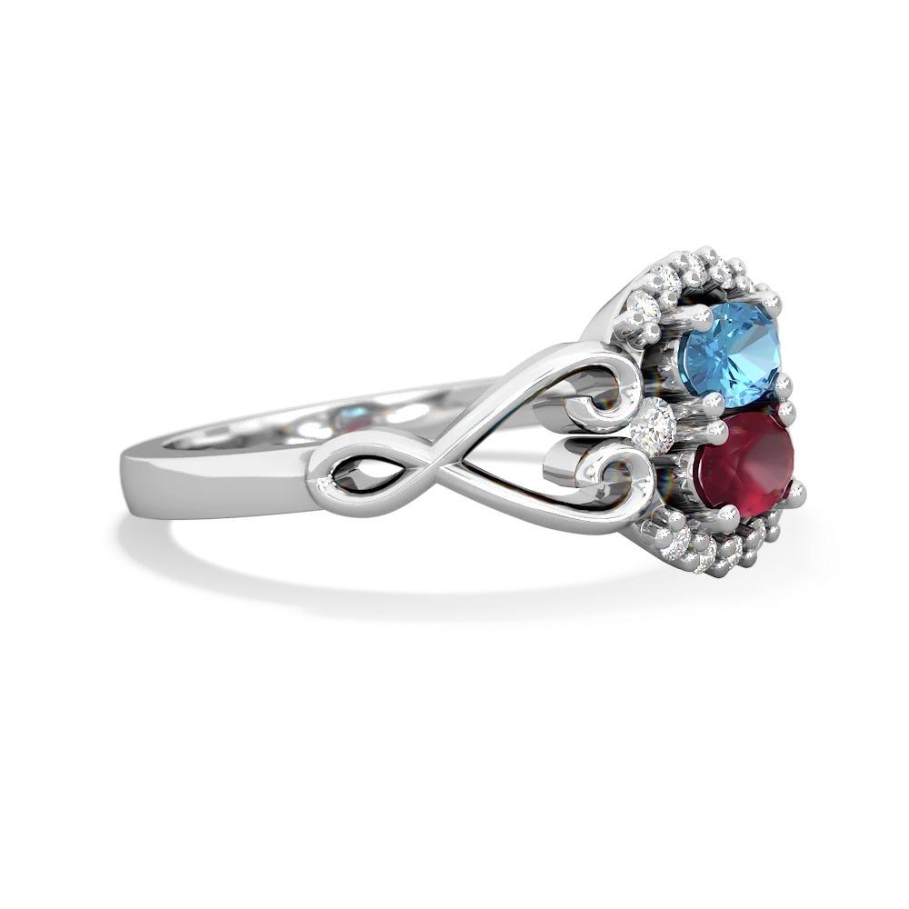 Blue Topaz Love Nest 14K White Gold ring R5860