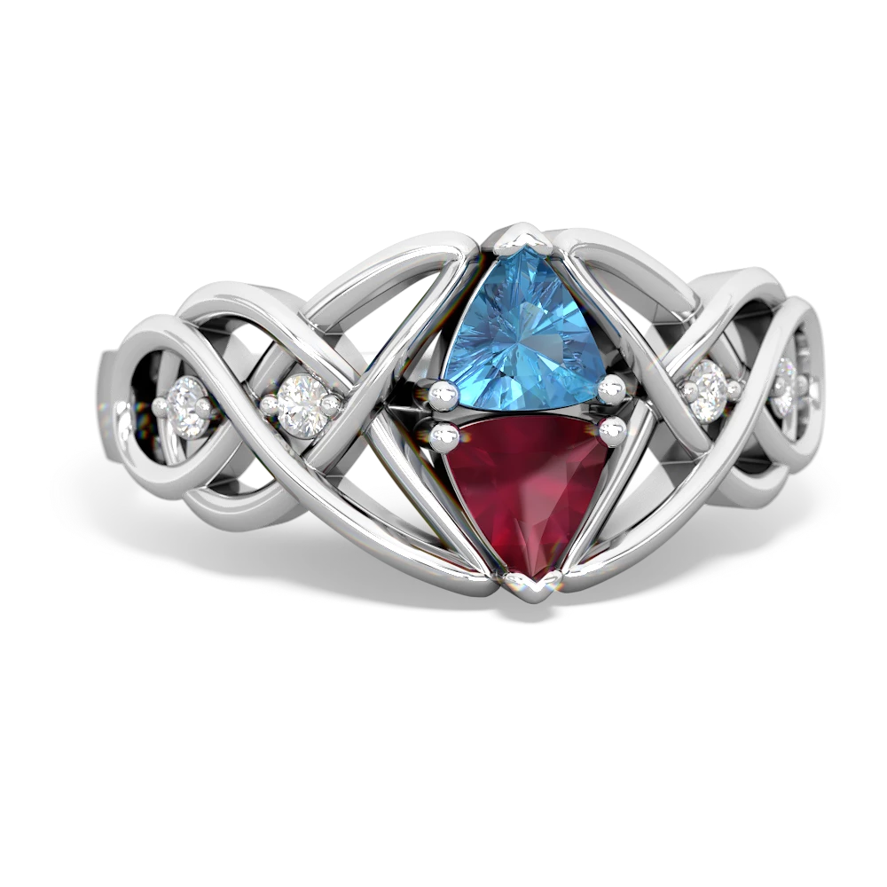 Blue Topaz Keepsake Celtic Knot 14K White Gold ring R5300