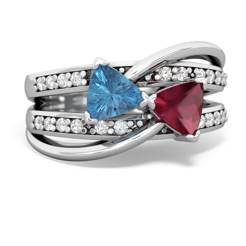 Blue Topaz Bowtie 14K White Gold ring R2360