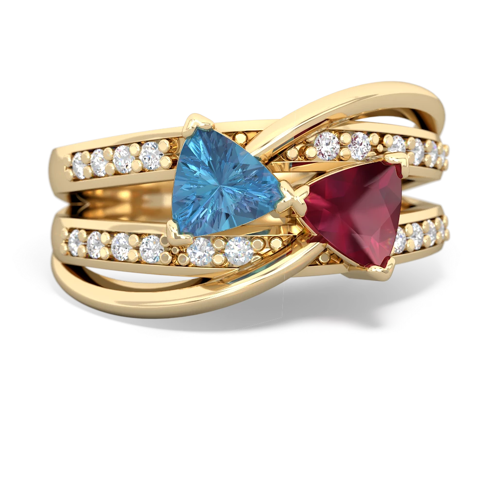 Blue Topaz Bowtie 14K Yellow Gold ring R2360