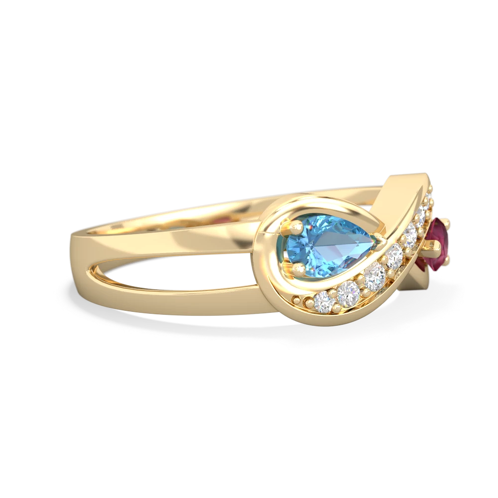 Blue Topaz Diamond Infinity 14K Yellow Gold ring R5390