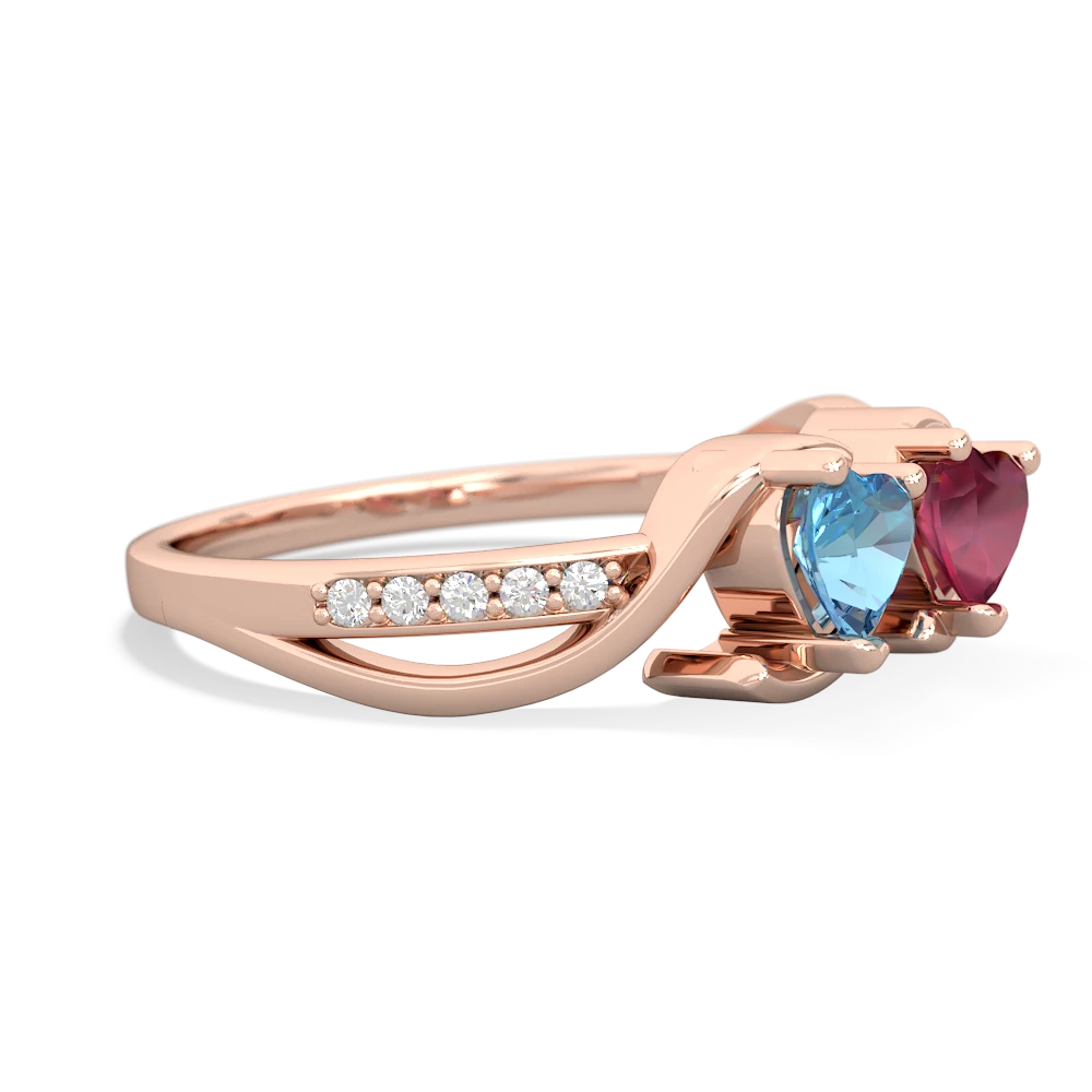 Blue Topaz Side By Side 14K Rose Gold ring R3090