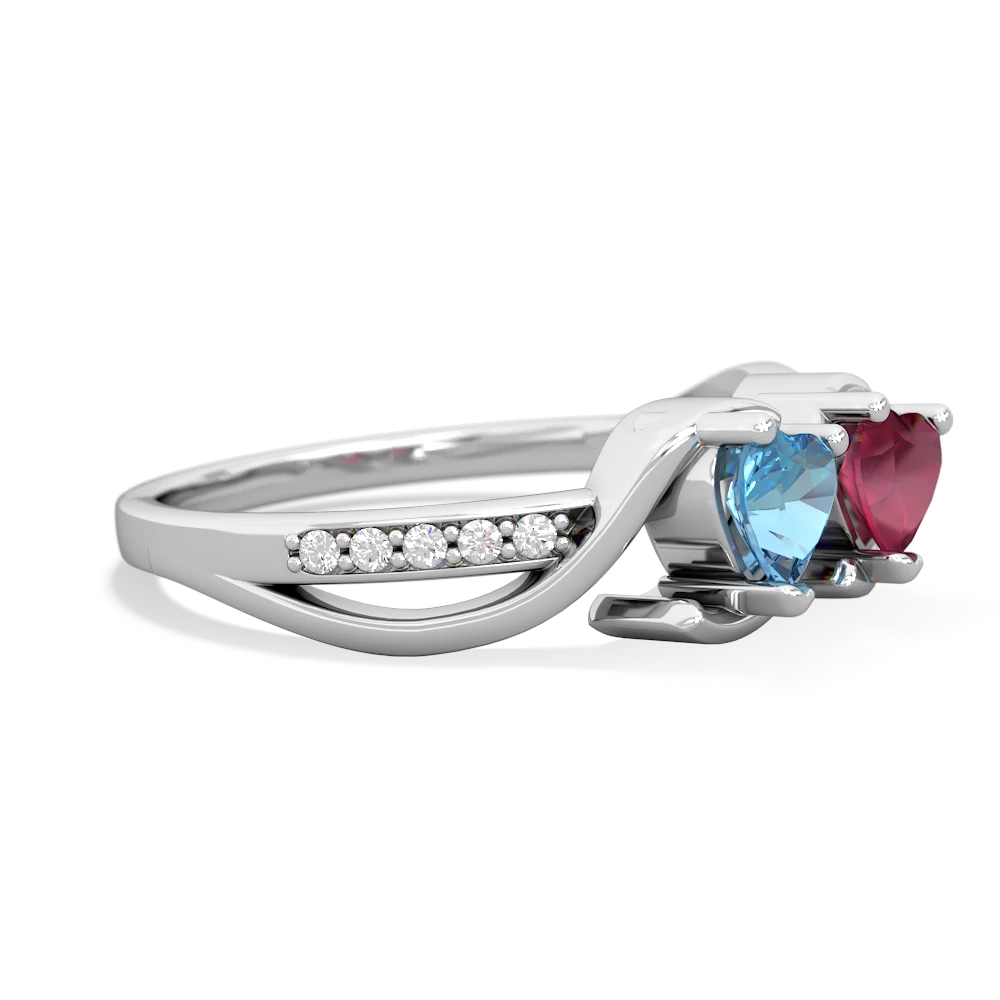 Blue Topaz Side By Side 14K White Gold ring R3090