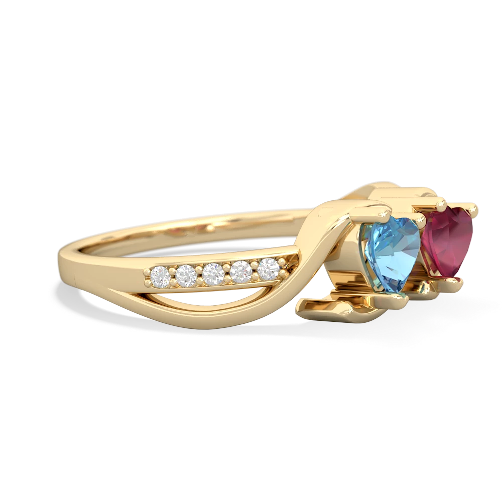 Blue Topaz Side By Side 14K Yellow Gold ring R3090