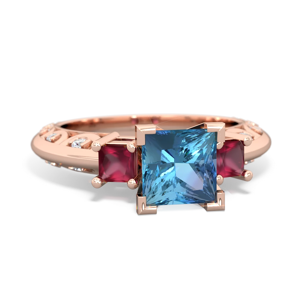 Blue Topaz Eternal Embrace Engagement 14K Rose Gold ring C2001