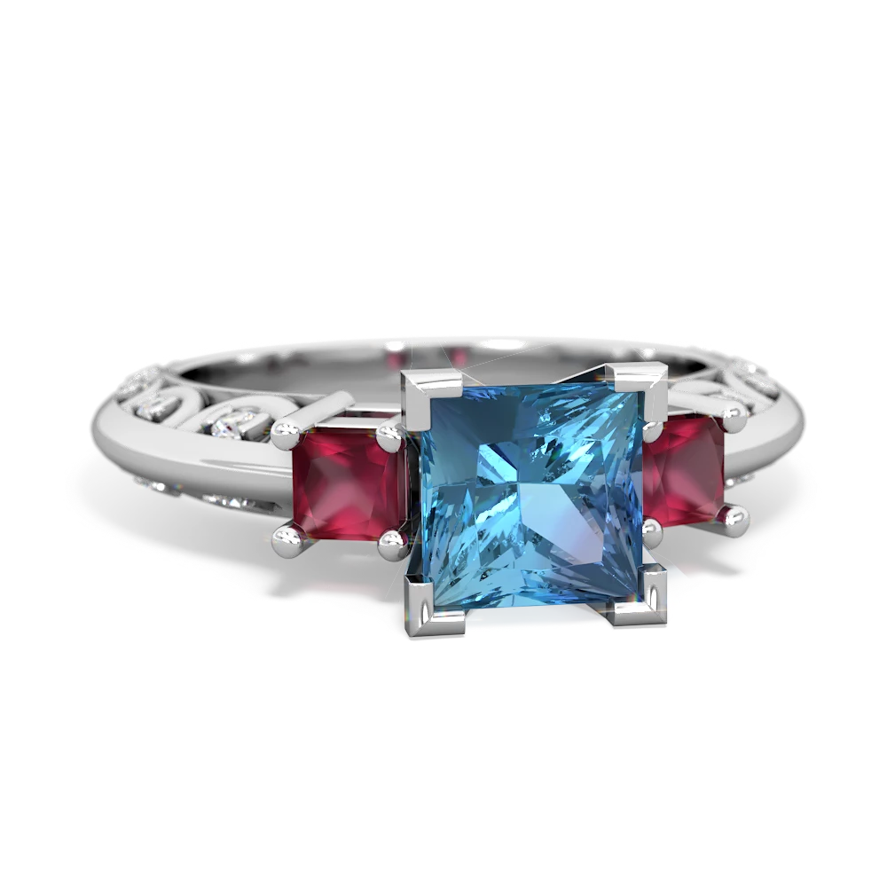 Blue Topaz Eternal Embrace Engagement 14K White Gold ring C2001